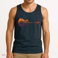 Guitar Lake Reflections Music And Guitar Lover Guitar Tank Top thumb 3
