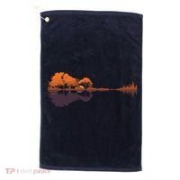 Guitar Lake Reflections Music And Guitar Lover Guitar Golf Towel thumb 0