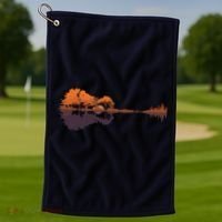 Guitar Lake Reflections Music And Guitar Lover Guitar Golf Towel thumb 1