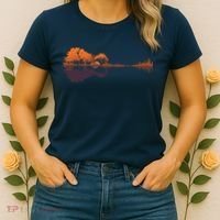 Guitar Lake Reflections Music And Guitar Lover Guitar Women's T-Shirt thumb 2