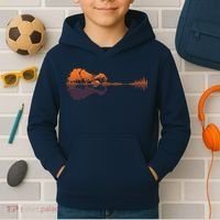 Guitar Lake Reflections Music And Guitar Lover Guitar Kids Hoodie thumb 2