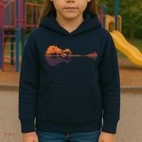 Guitar Lake Reflections Music And Guitar Lover Guitar Kids Hoodie thumb 3