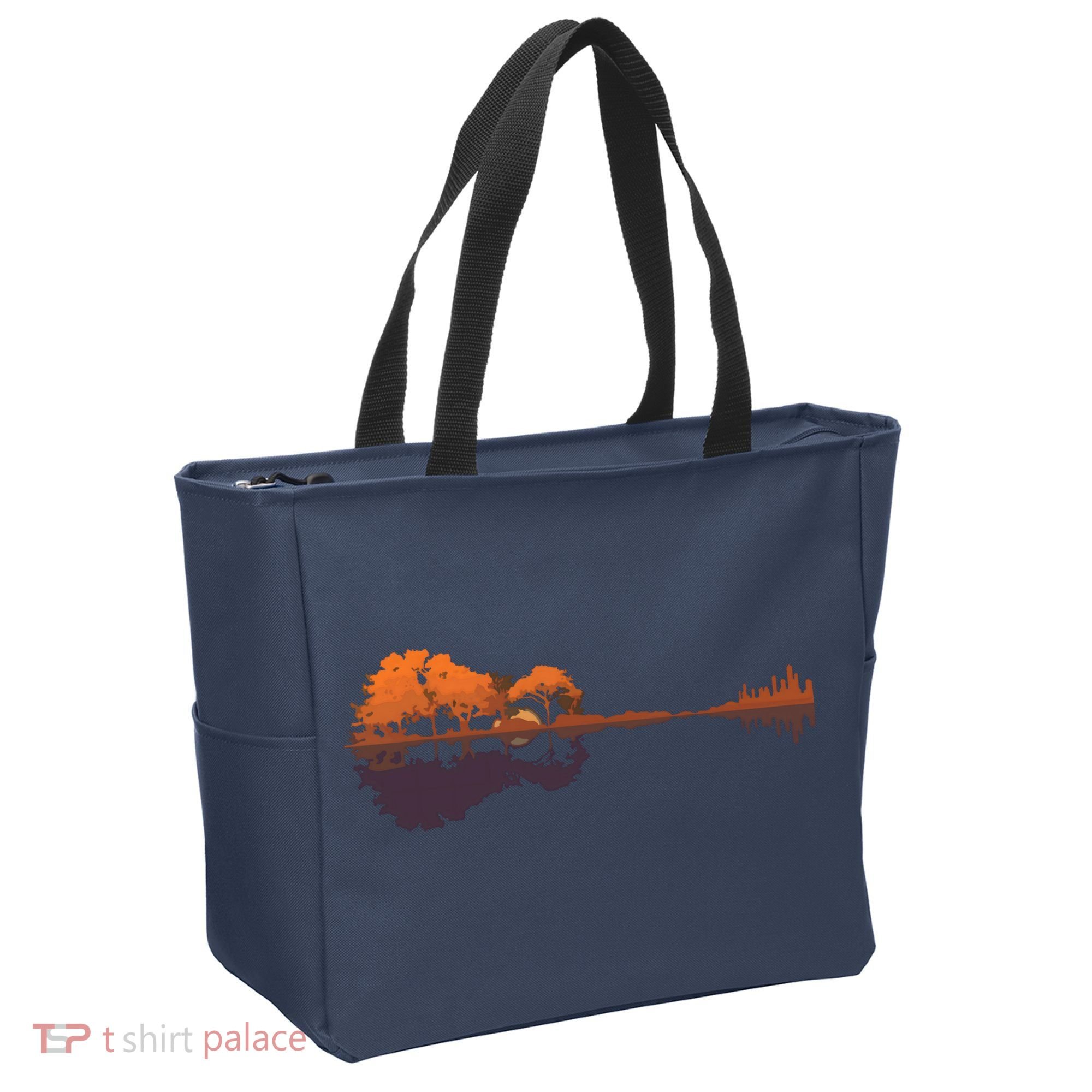 Guitar Lake Reflections Music And Guitar Lover Guitar Tote Bag