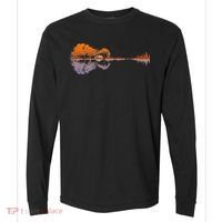 Guitar Lake Reflections Music And Guitar Lover Guitar Comfort Colors Heavyweight Long Sleeve T-Shirt thumb 0
