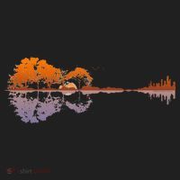 Guitar Lake Reflections Music And Guitar Lover Guitar Comfort Colors Heavyweight Long Sleeve T-Shirt thumb 2