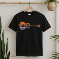 Guitar Lake Reflections Music And Guitar Lover Guitar T-Shirt thumb 2