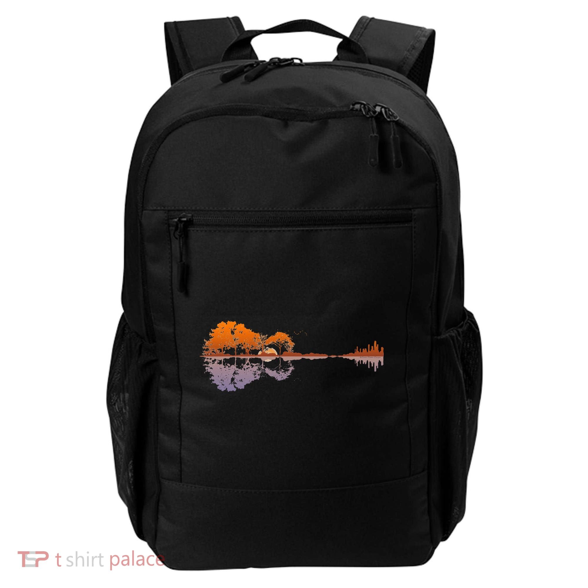 Guitar Lake Reflections Music And Guitar Lover Guitar Backpack