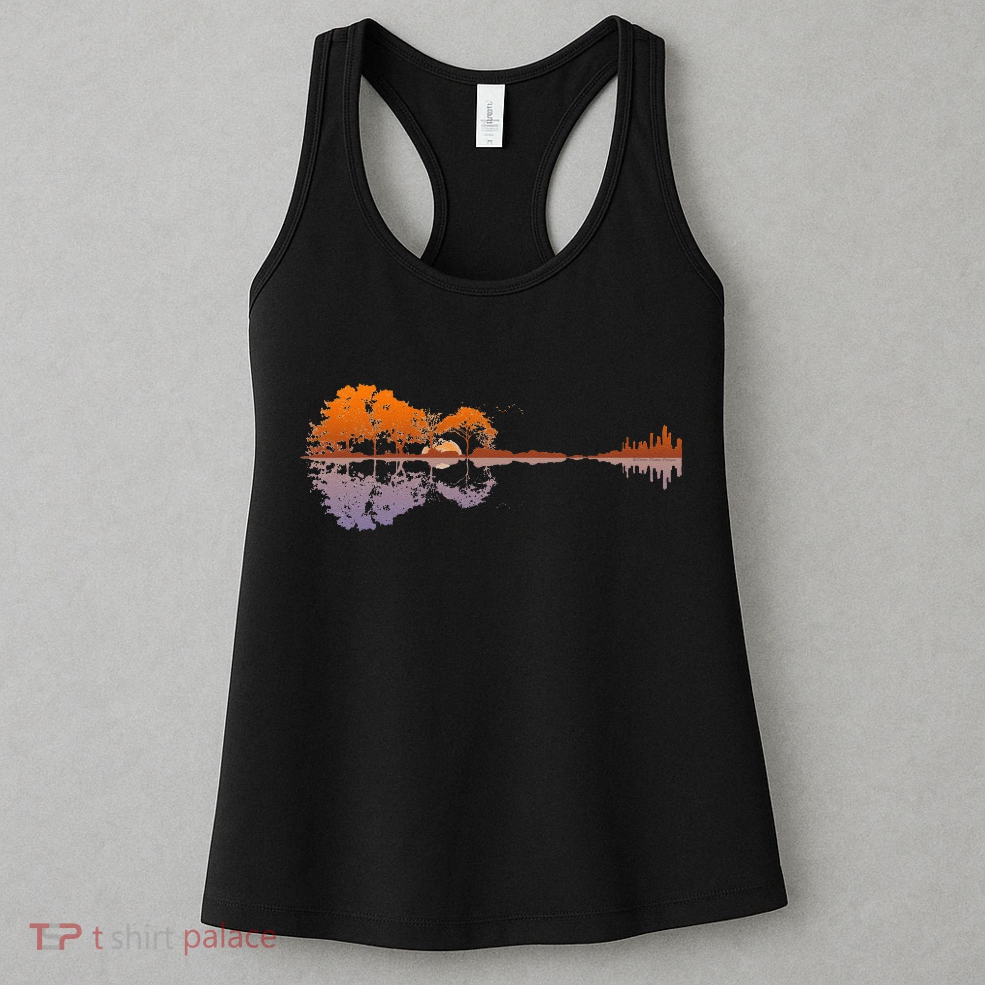 Guitar Lake Reflections Music And Guitar Lover Guitar Women's Tank Top