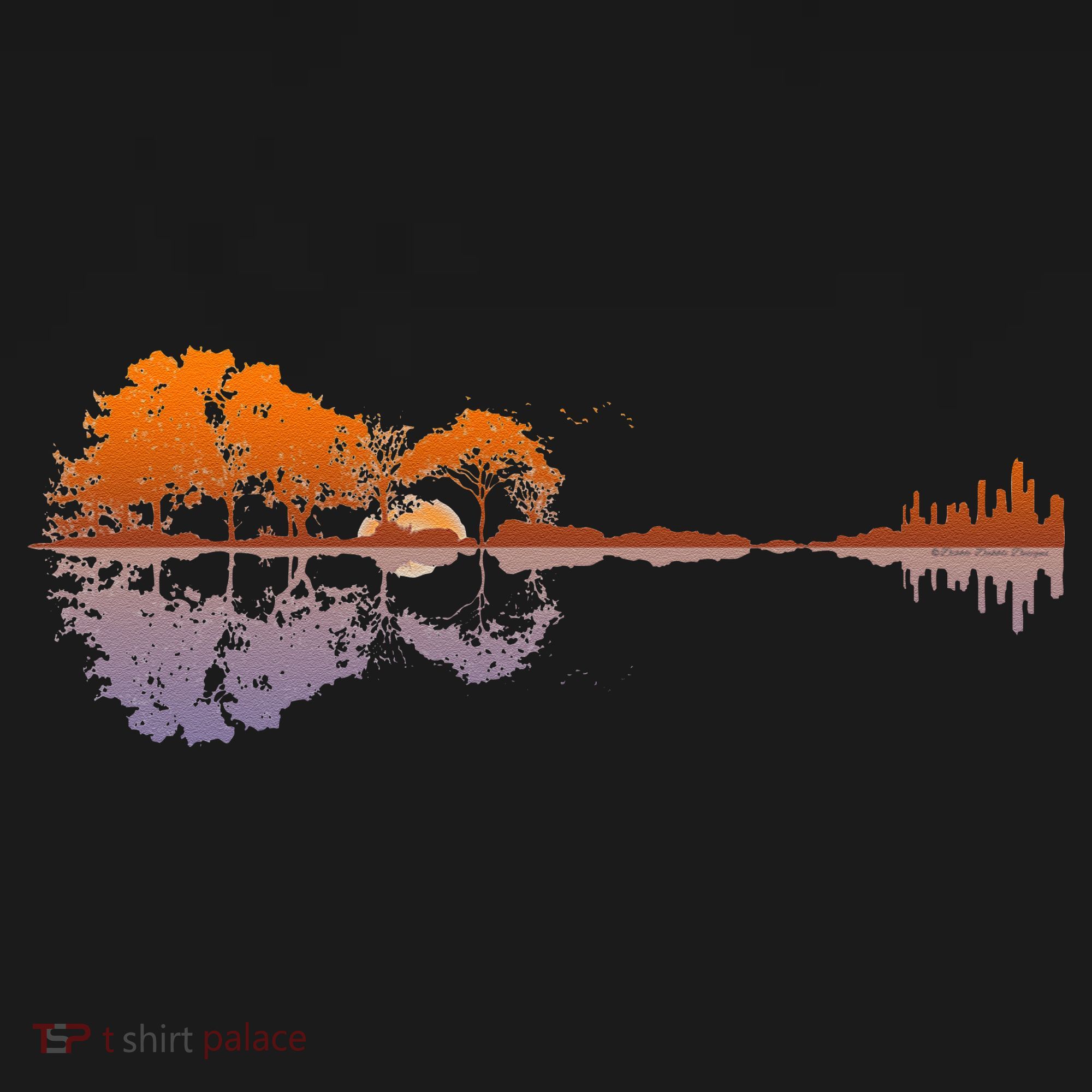 Guitar Lake Reflections Music And Guitar Lover Guitar Women's Tank Top