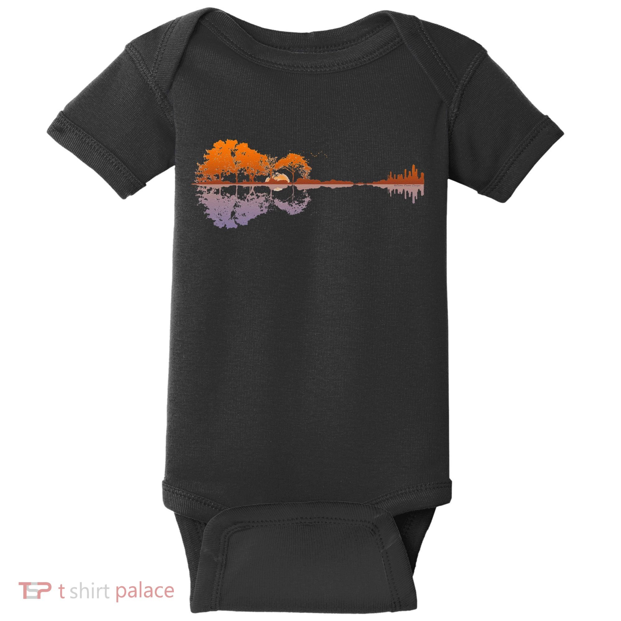 Guitar Lake Reflections Music And Guitar Lover Guitar Baby Bodysuit