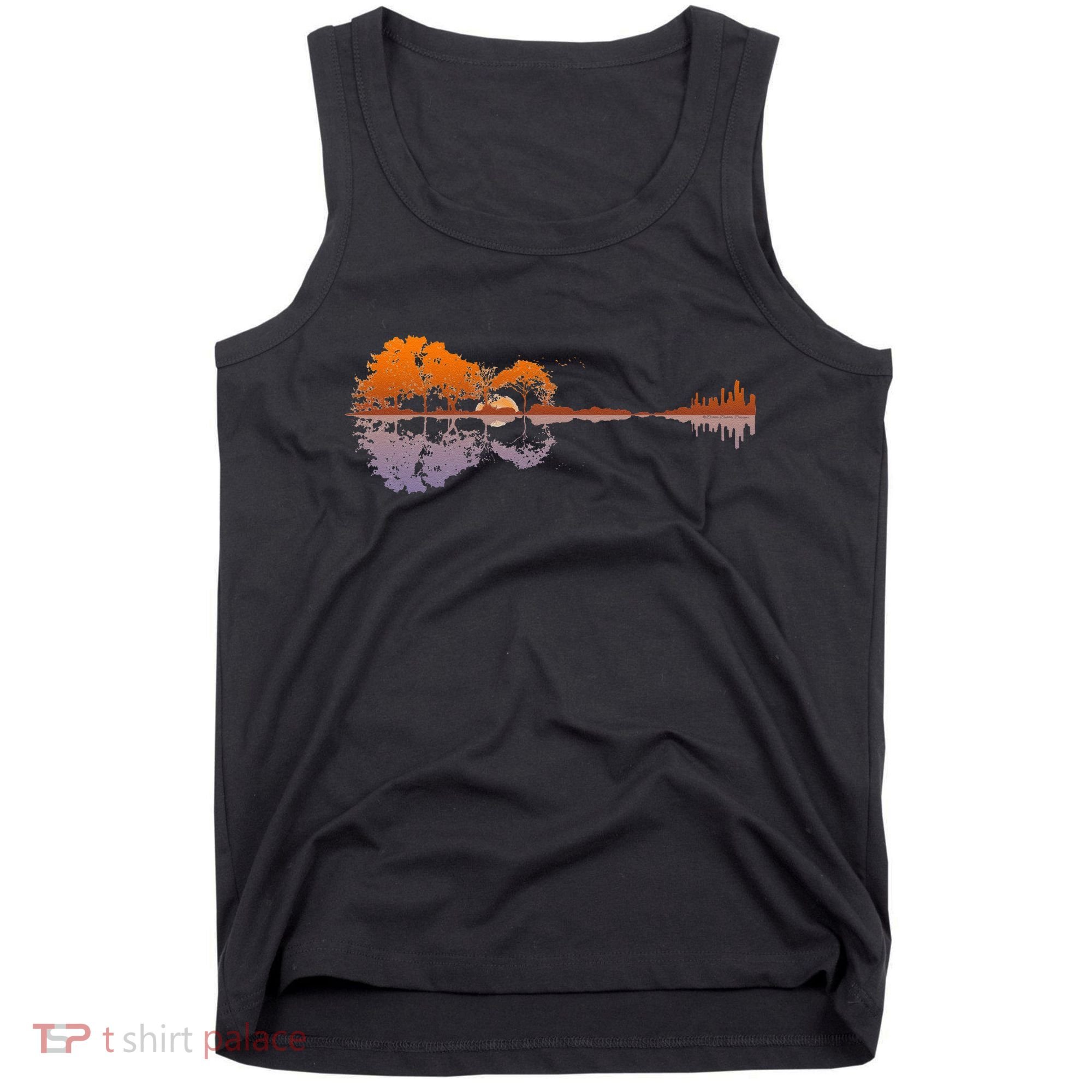Guitar Lake Reflections Music And Guitar Lover Guitar Tank Top