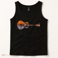 Guitar Lake Reflections Music And Guitar Lover Guitar Tank Top thumb 2