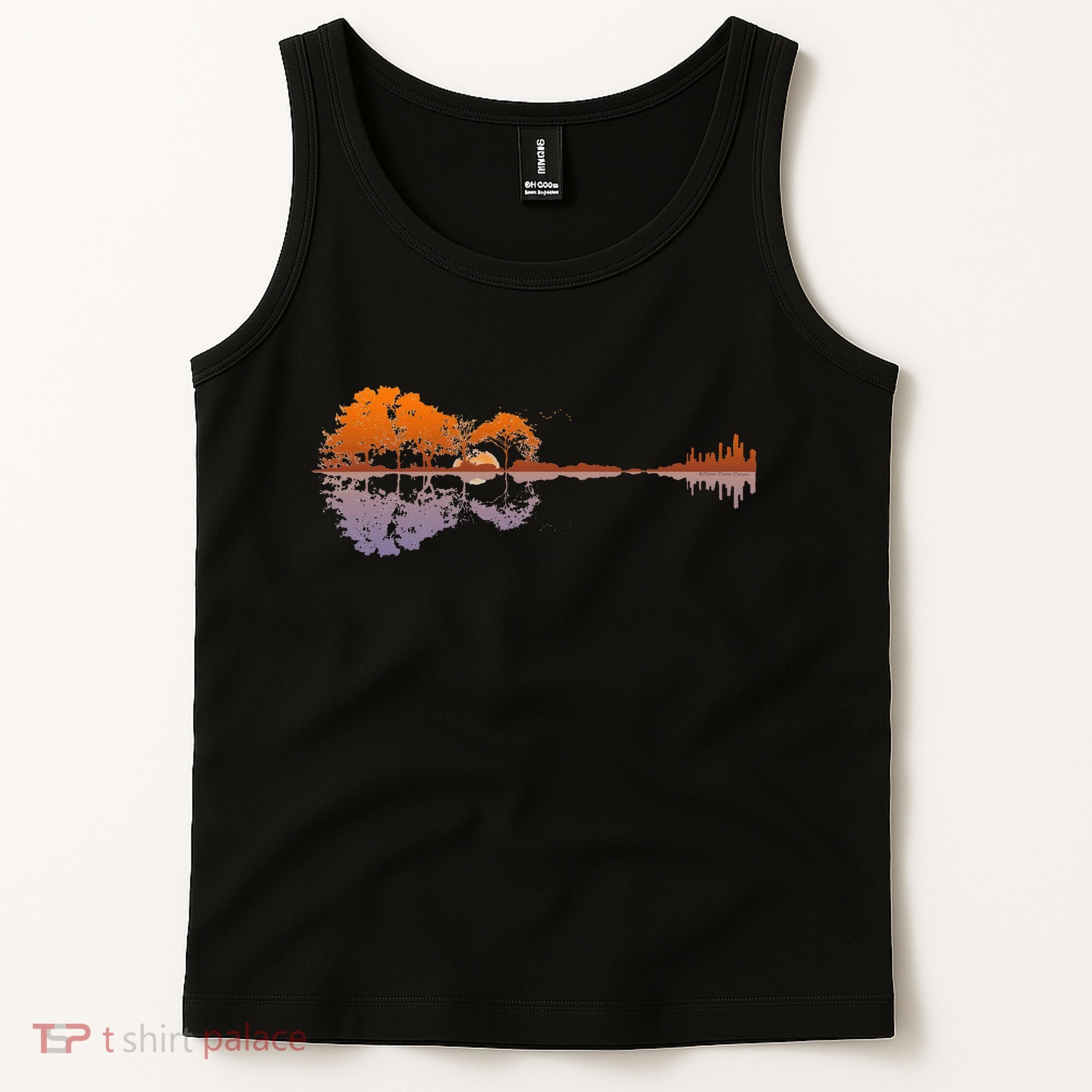 Guitar Lake Reflections Music And Guitar Lover Guitar Tank Top