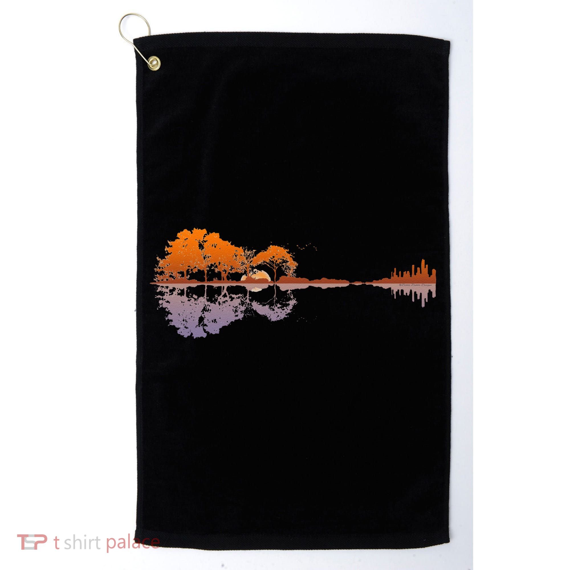 Guitar Lake Reflections Music And Guitar Lover Guitar Golf Towel