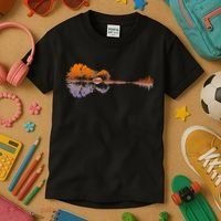 Guitar Lake Reflections Music And Guitar Lover Guitar Kids T-Shirt thumb 3