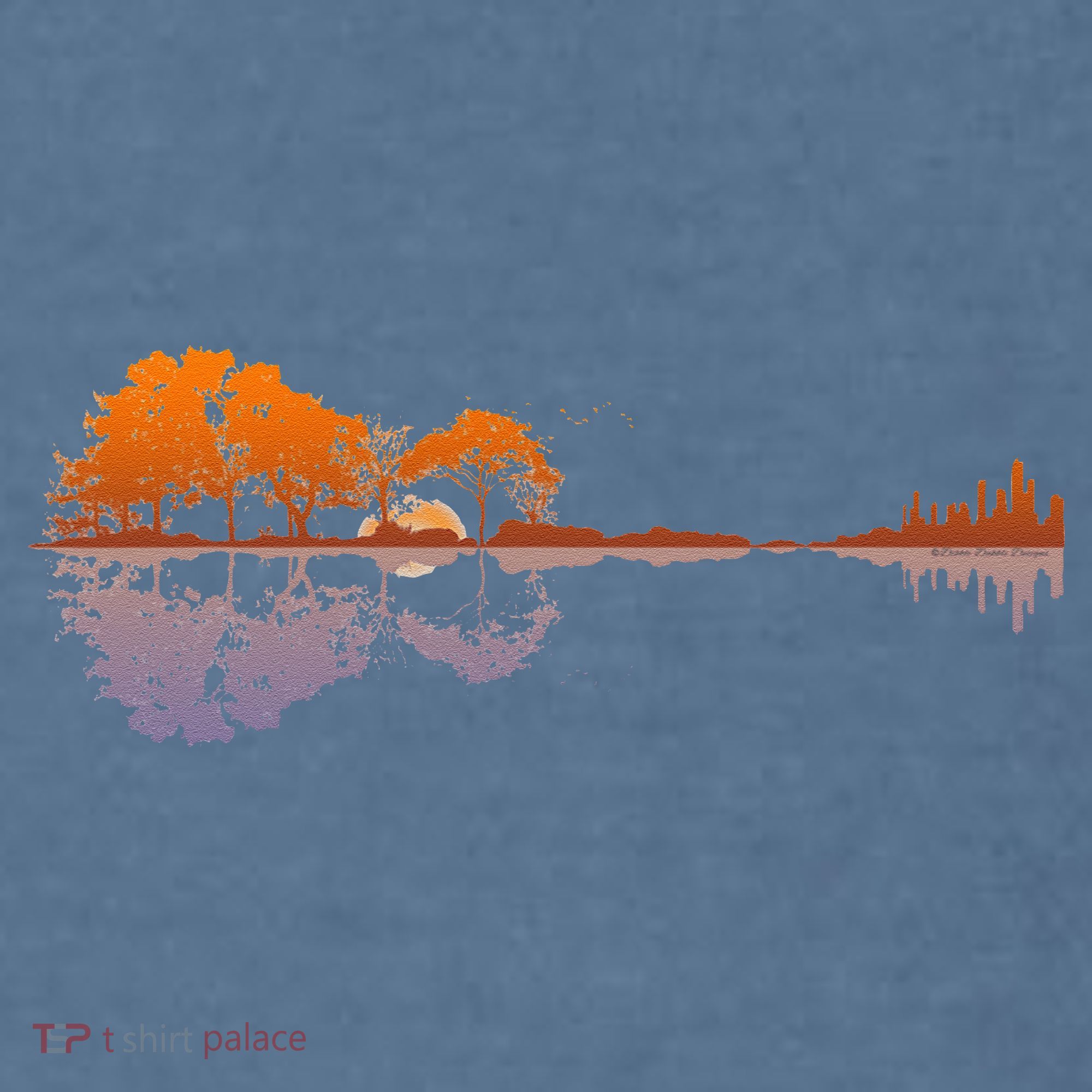 Guitar Lake Reflections Music And Guitar Lover Guitar Garment-Dyed Sweatshirt