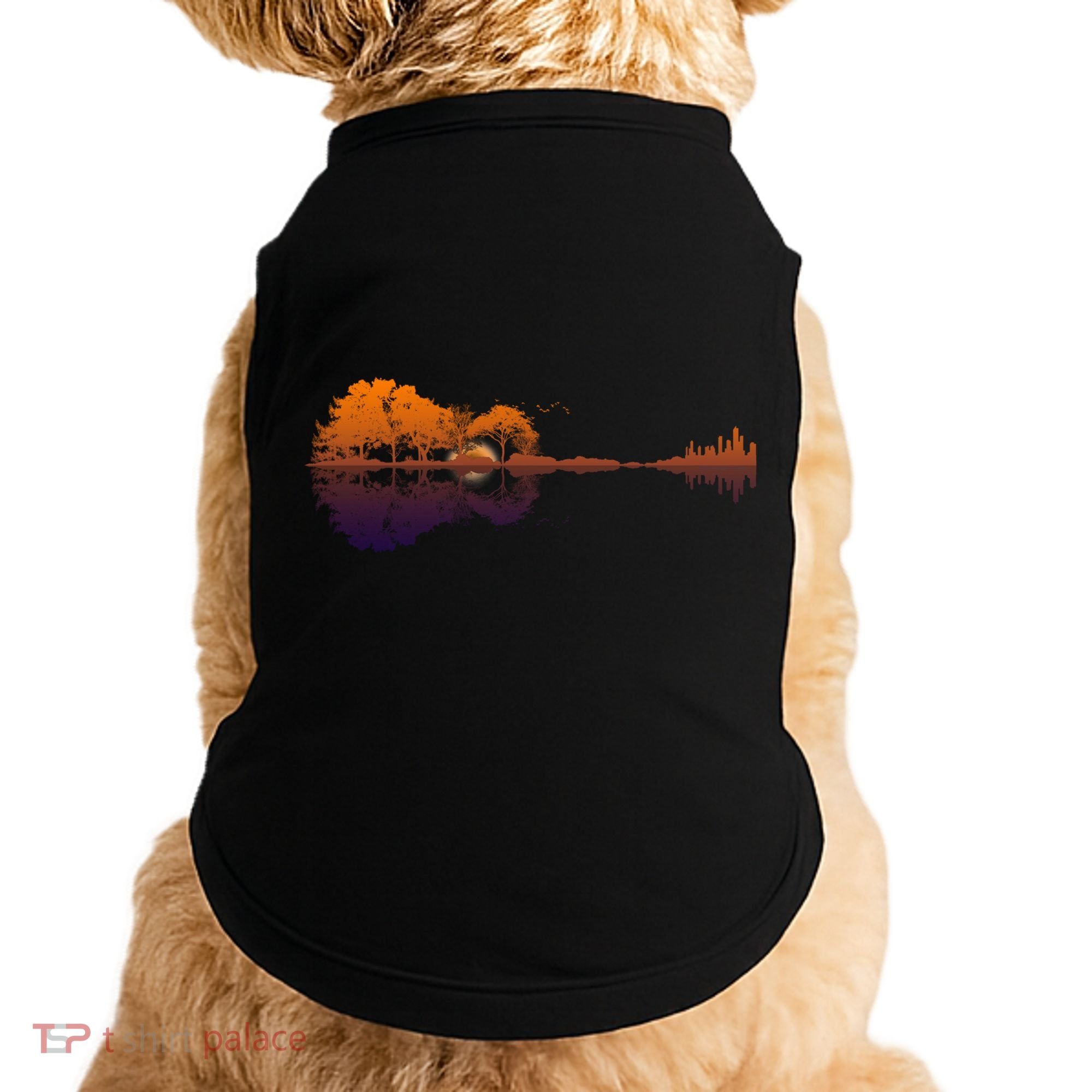 Guitar Lake Reflections Gift Music And Guitar Lover Guitar Gift Doggie Tank