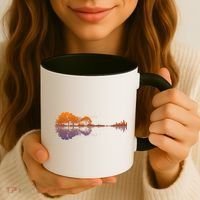 Guitar Lake Reflections Gift Music And Guitar Lover Guitar Gift Coffee Mug thumb 3
