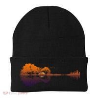 Guitar Lake Reflections Gift Music And Guitar Lover Guitar Gift Beanie thumb 0