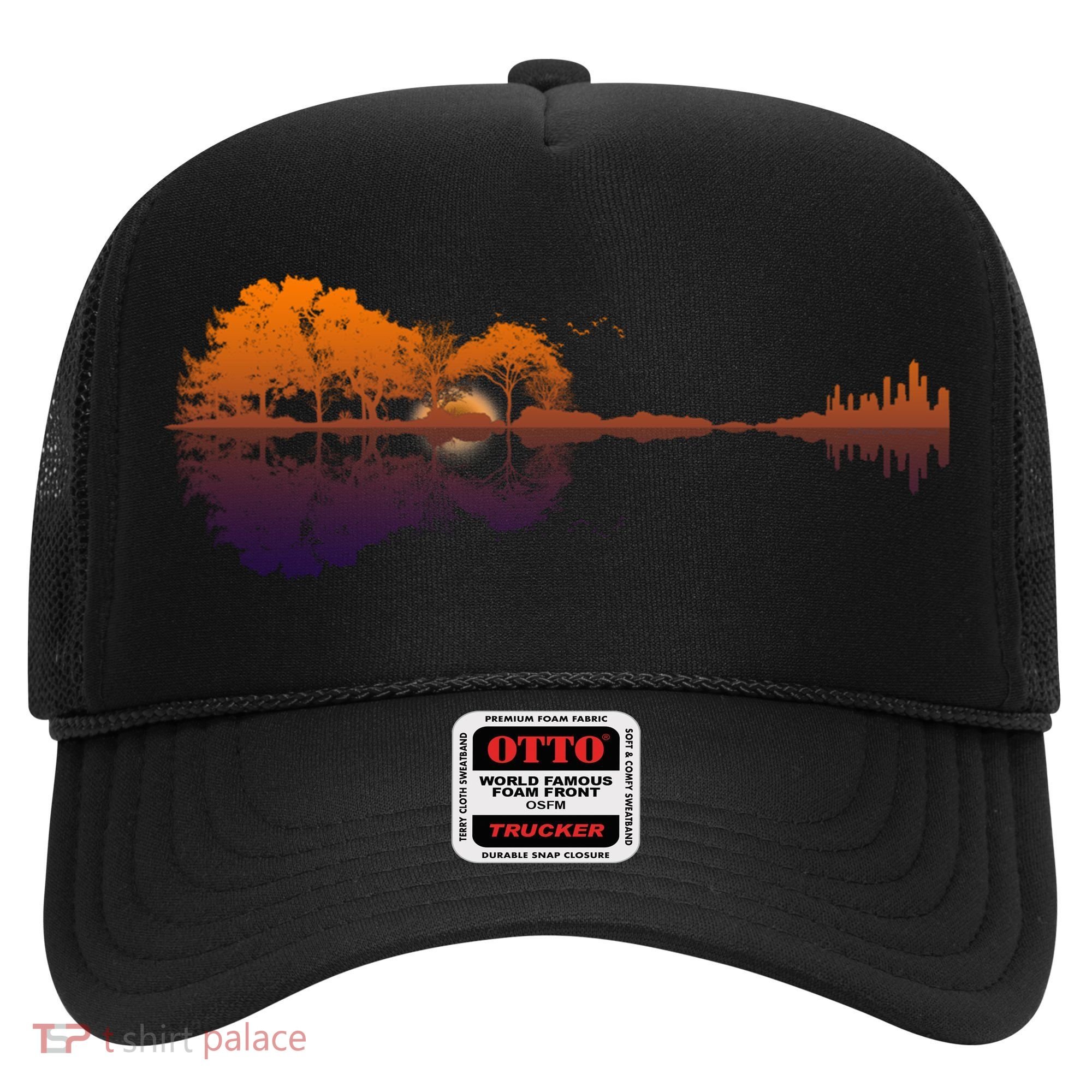 Guitar Lake Reflections Gift Music And Guitar Lover Guitar Gift Hat