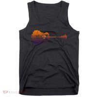 Guitar Lake Reflections Gift Music And Guitar Lover Guitar Gift Tank Top thumb 0