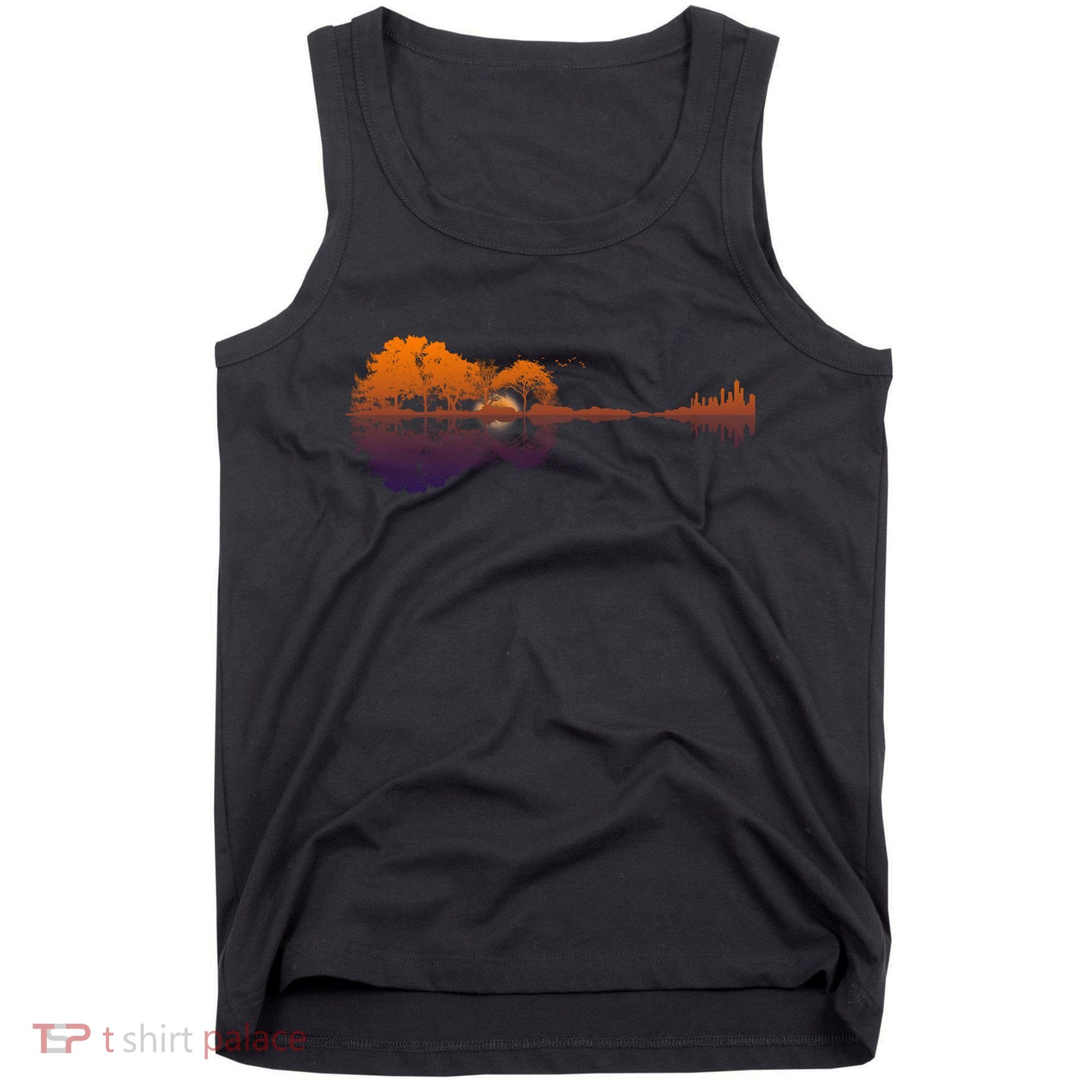 Guitar Lake Reflections Gift Music And Guitar Lover Guitar Gift Tank Top