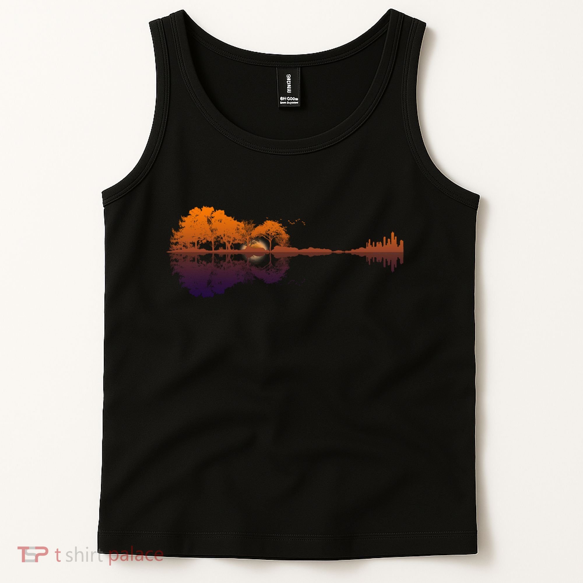 Guitar Lake Reflections Gift Music And Guitar Lover Guitar Gift Tank Top