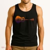 Guitar Lake Reflections Gift Music And Guitar Lover Guitar Gift Tank Top thumb 3