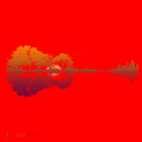 Guitar Lake Reflections Gift Music And Guitar Lover Guitar Gift Santa Hat thumb 1