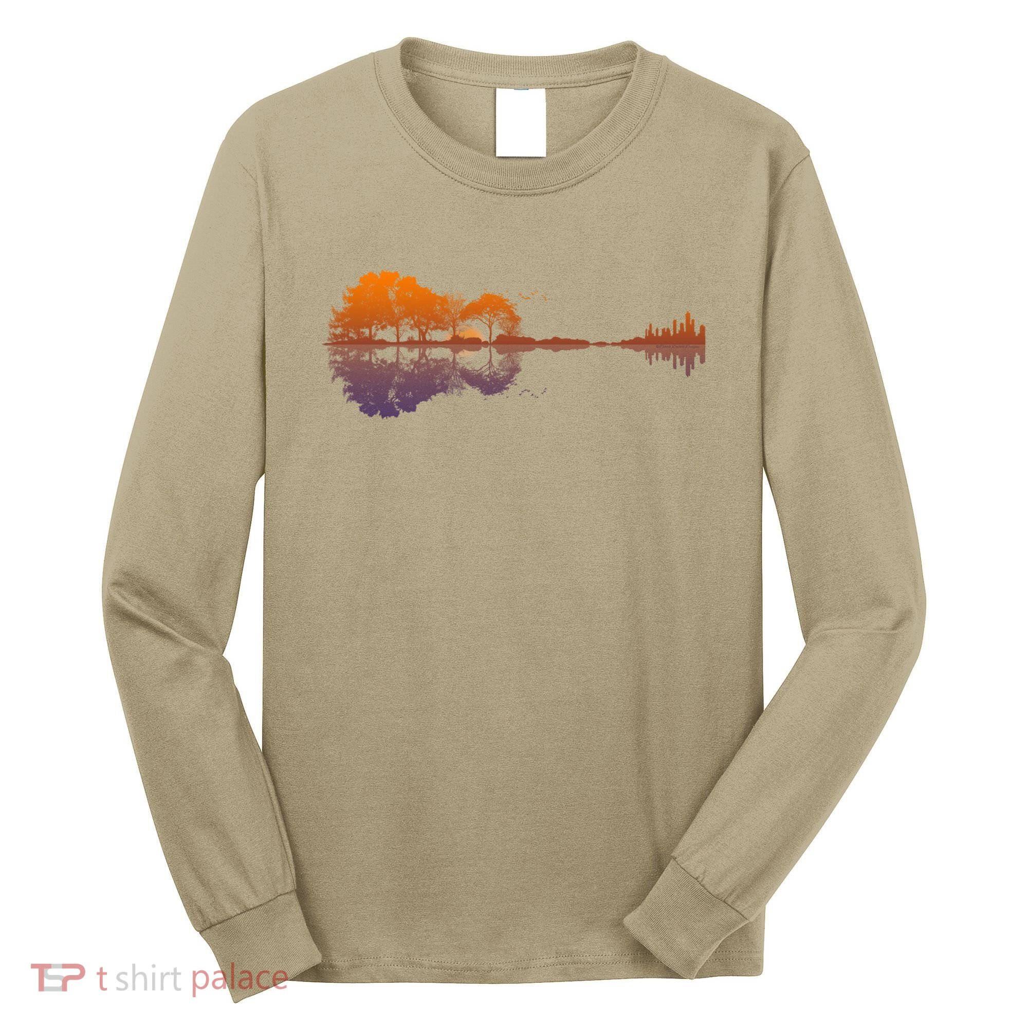 Guitar Lake Reflections Gift Music And Guitar Lover Guitar Gift Long Sleeve Shirt