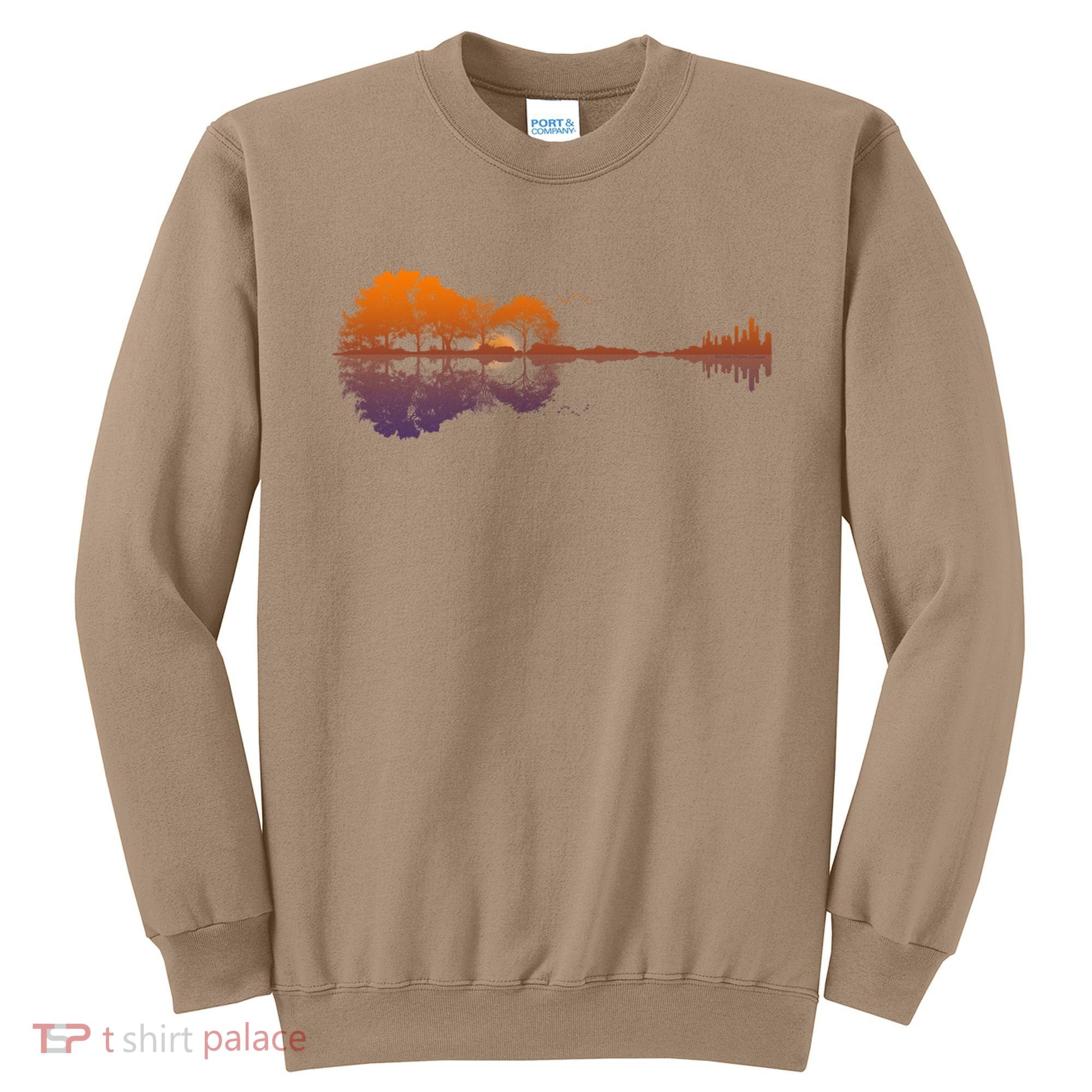 Guitar Lake Reflections Gift Music And Guitar Lover Guitar Gift Sweatshirt