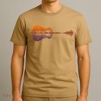 Guitar Lake Reflections Gift Music And Guitar Lover Guitar Gift T-Shirt thumb 3