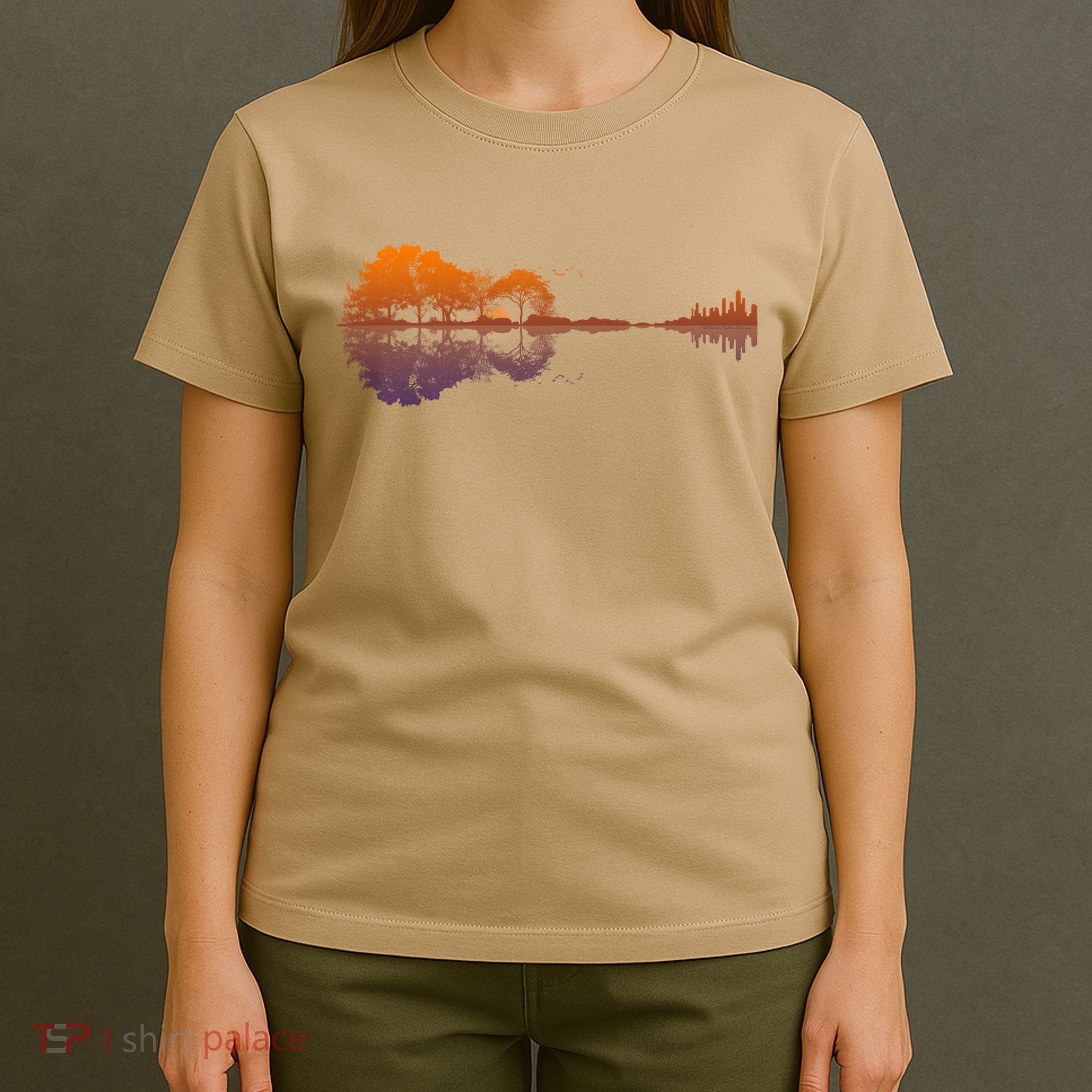 Guitar Lake Reflections Gift Music And Guitar Lover Guitar Gift T-Shirt