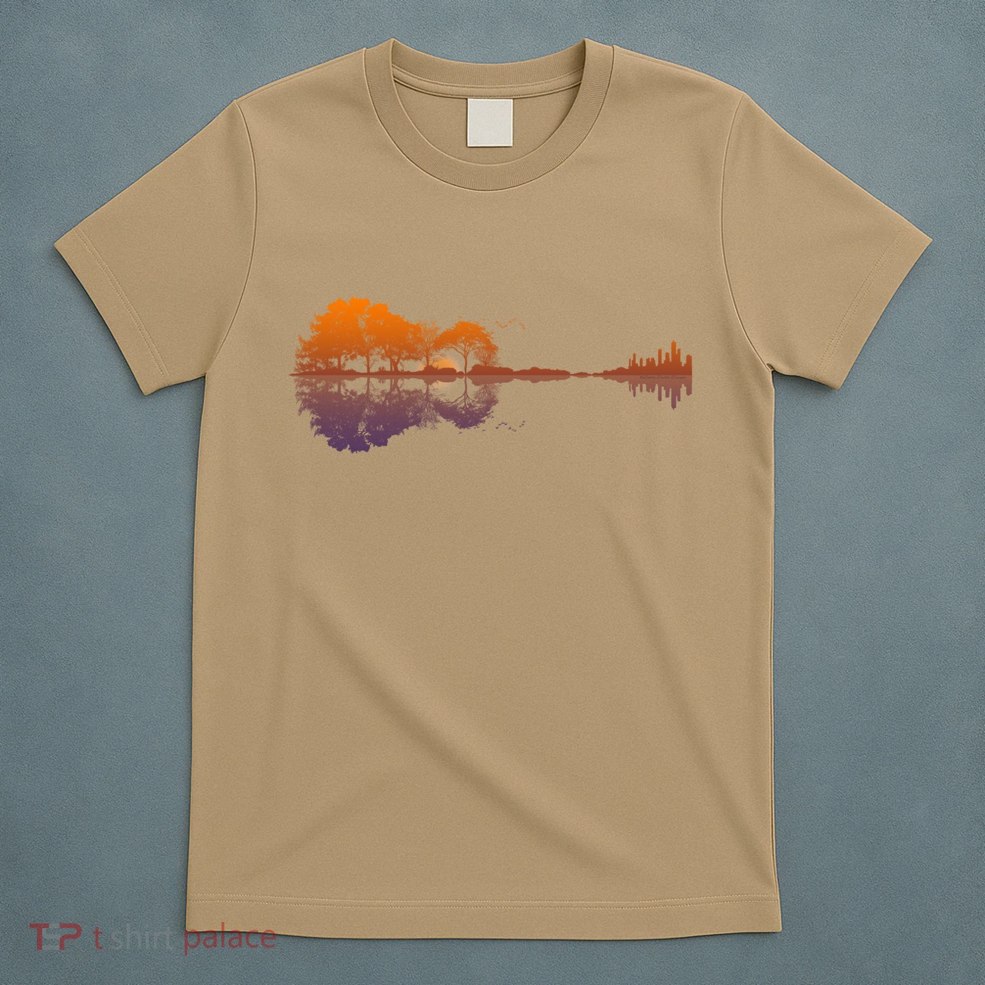 Guitar Lake Reflections Gift Music And Guitar Lover Guitar Gift T-Shirt