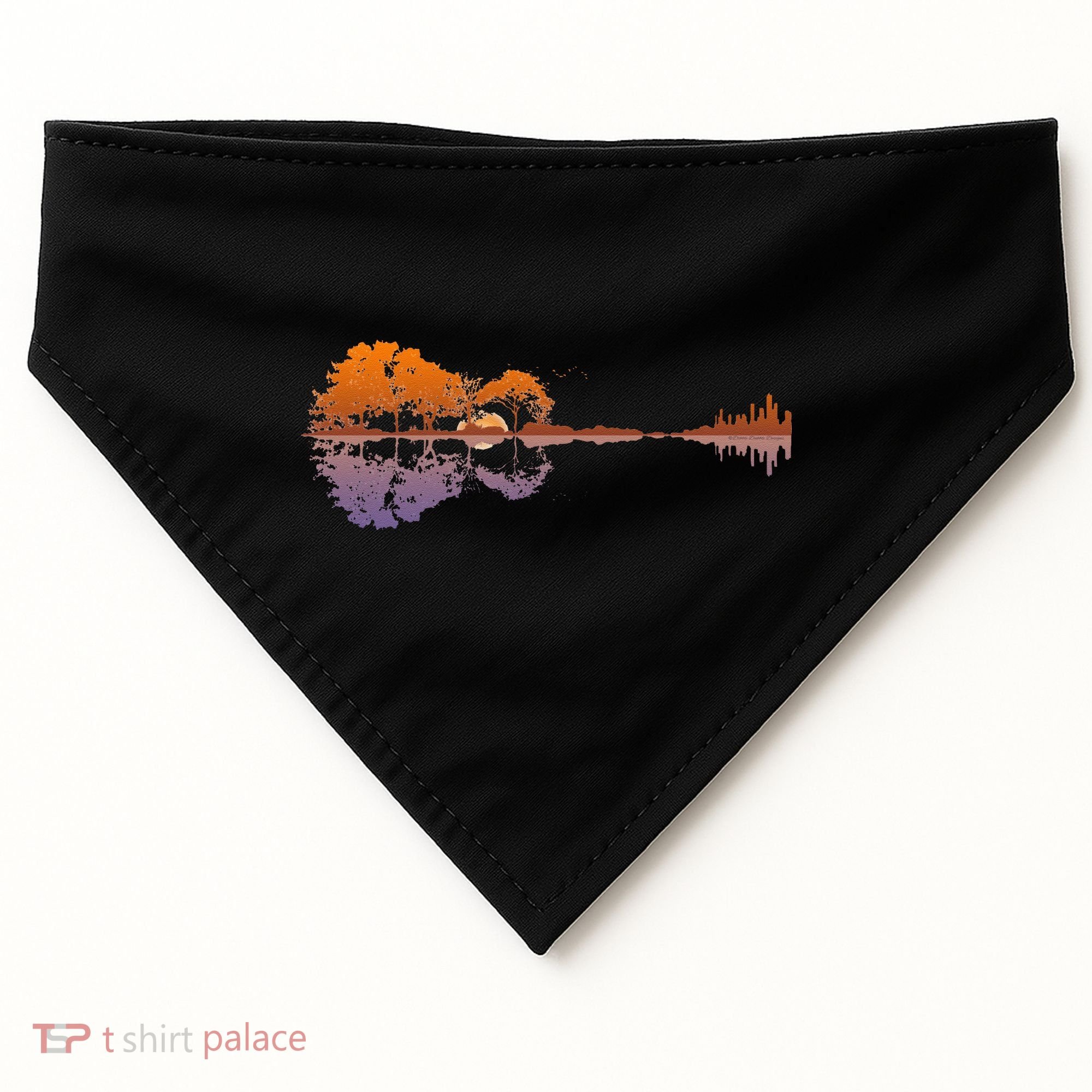 Guitar Lake Reflections Music Lover USA-Made Doggie Bandana