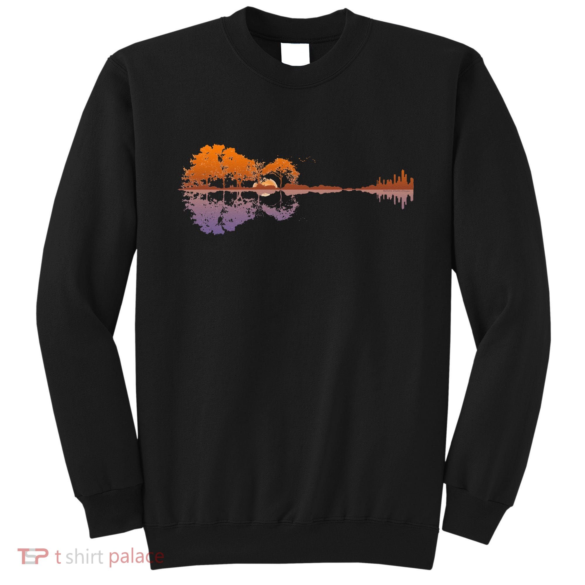 Guitar Lake Reflections Music Lover Sweatshirt