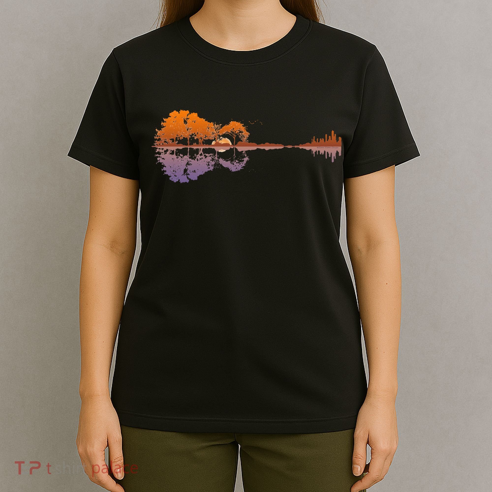 Guitar Lake Reflections Music Lover T-Shirt