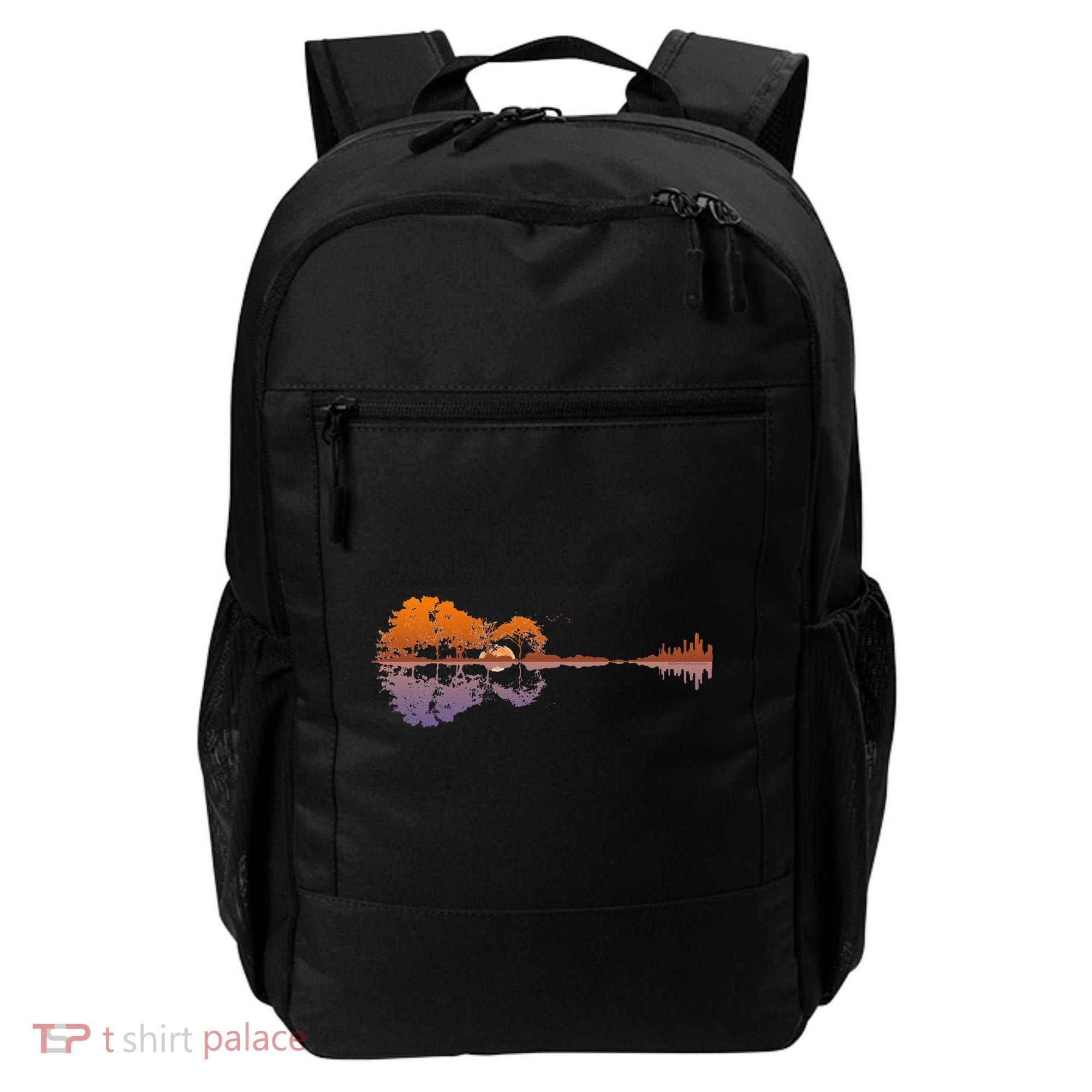 Guitar Lake Reflections Music Lover Backpack