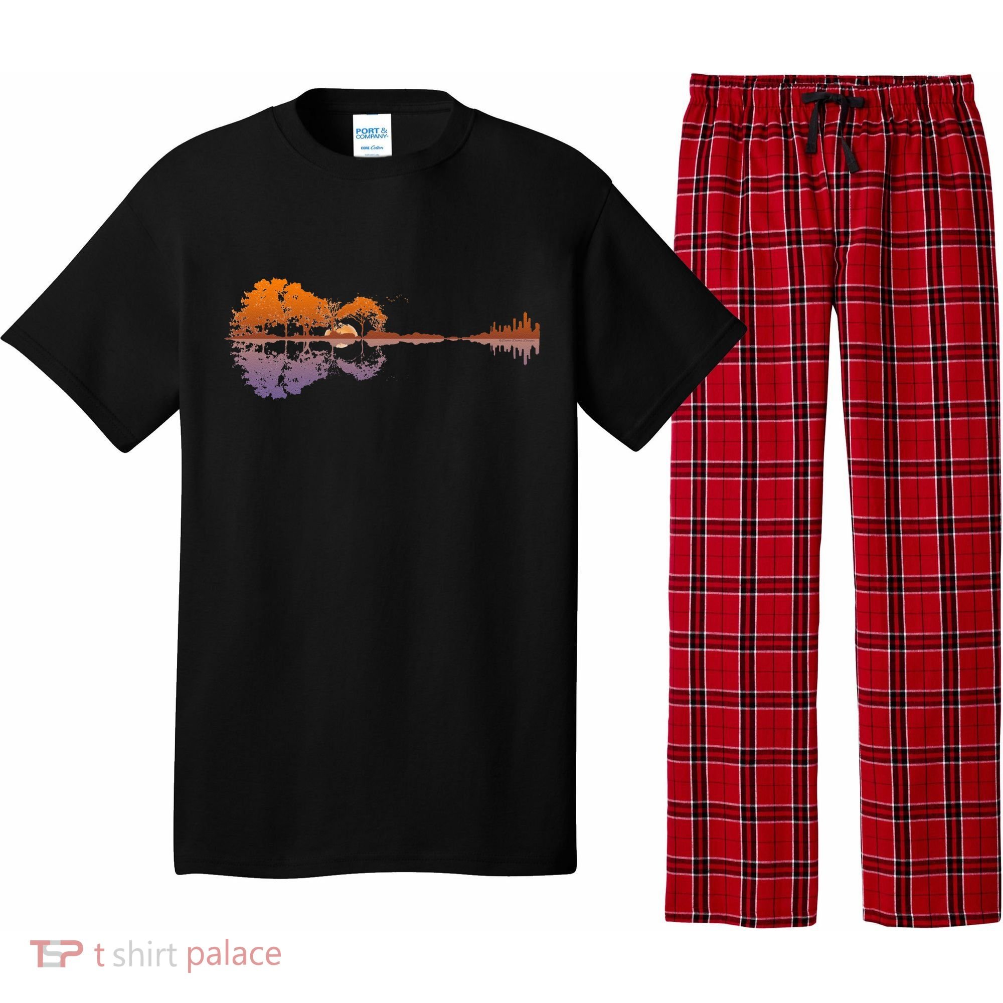 Guitar Lake Reflections Music Lover Pajama Set