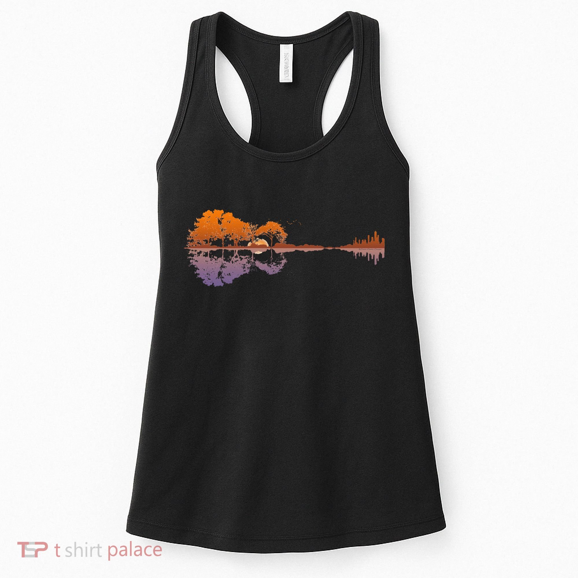 Guitar Lake Reflections Music Lover Women's Tank Top