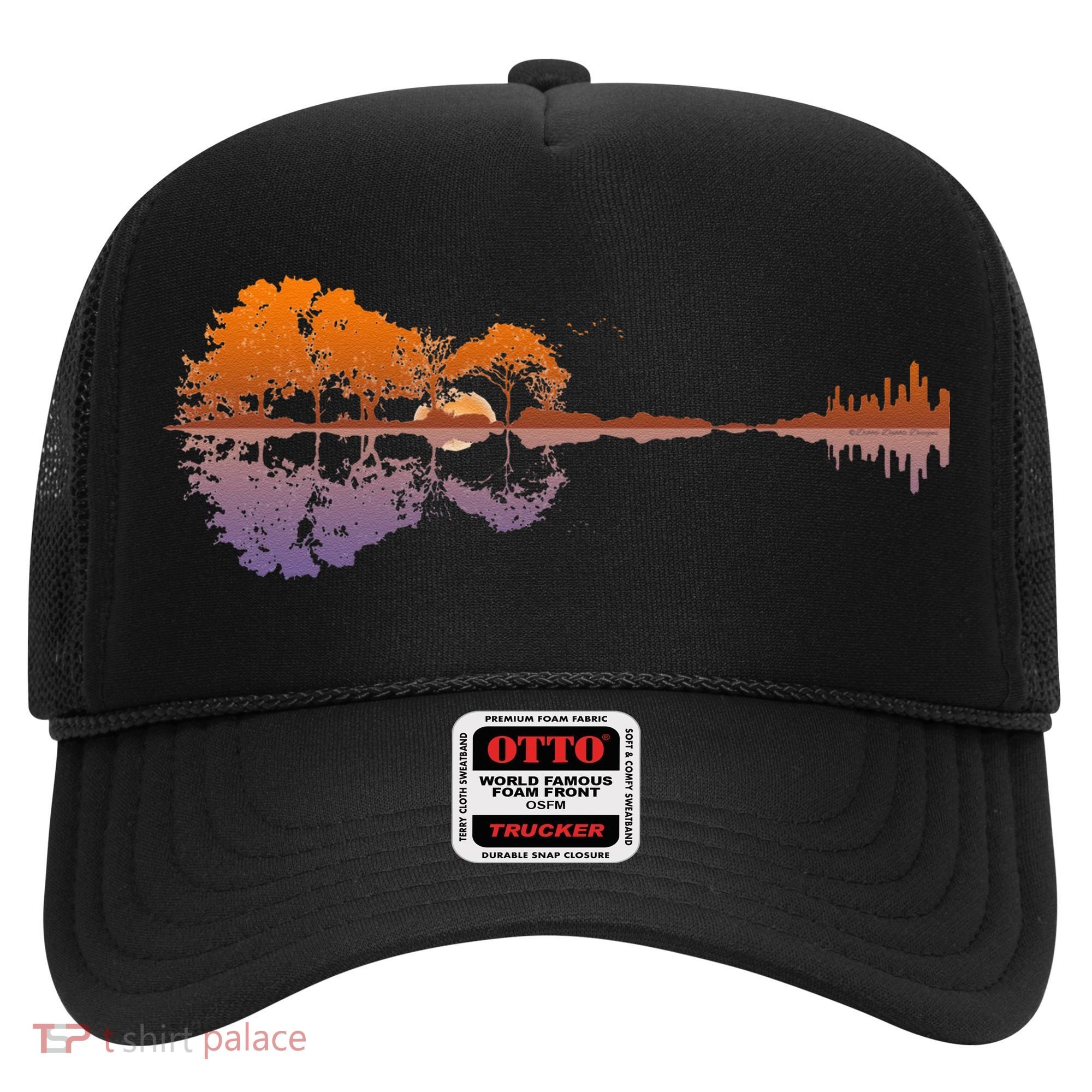Guitar Lake Reflections Music Lover Hat