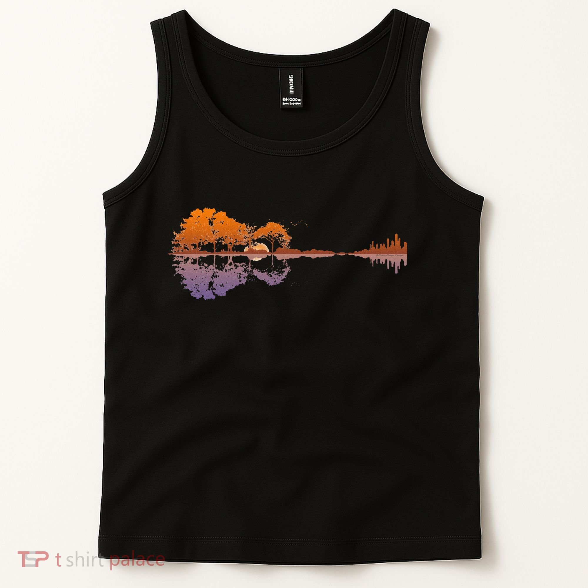 Guitar Lake Reflections Music Lover Tank Top