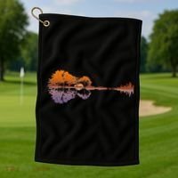Guitar Lake Reflections Music Lover Golf Towel thumb 1