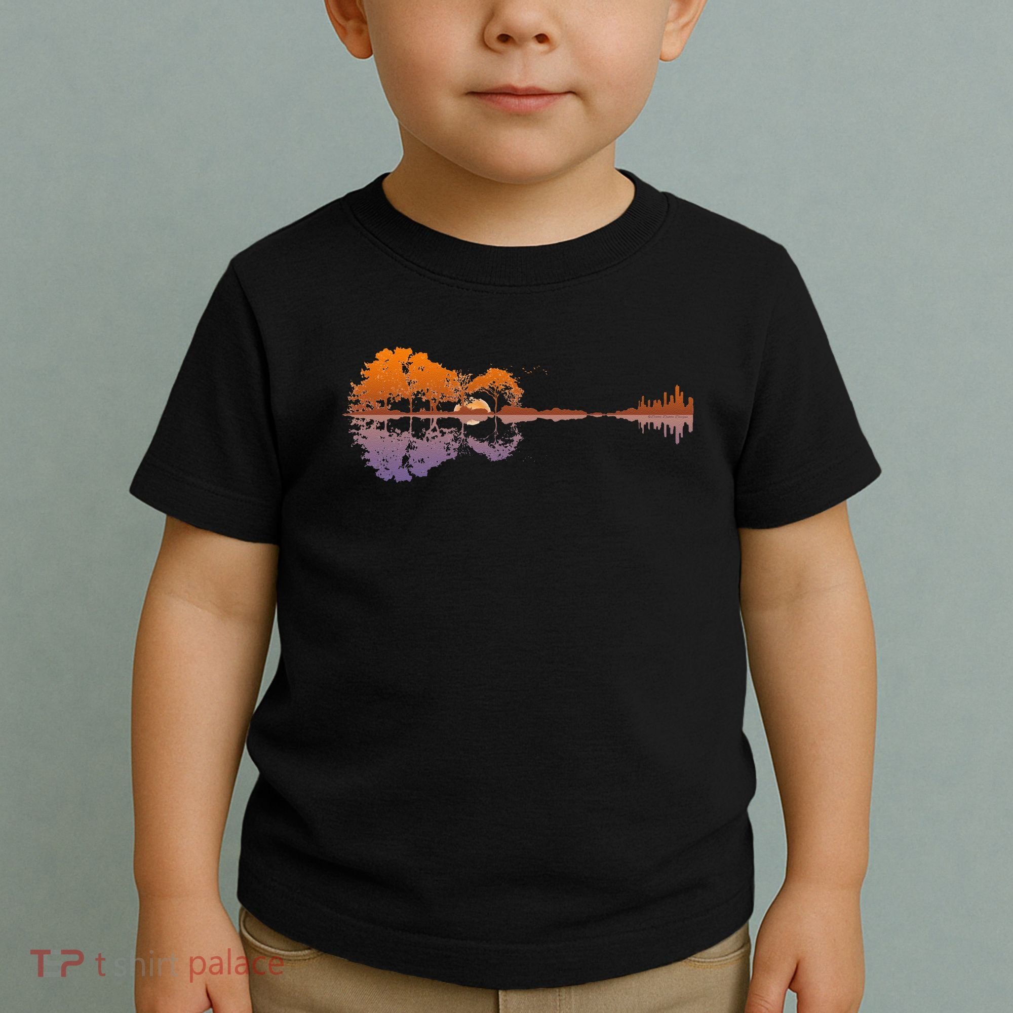 Guitar Lake Reflections Music Lover Toddler T-Shirt
