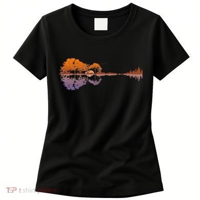 Guitar Lake Reflections Music Lover Women's T-Shirt