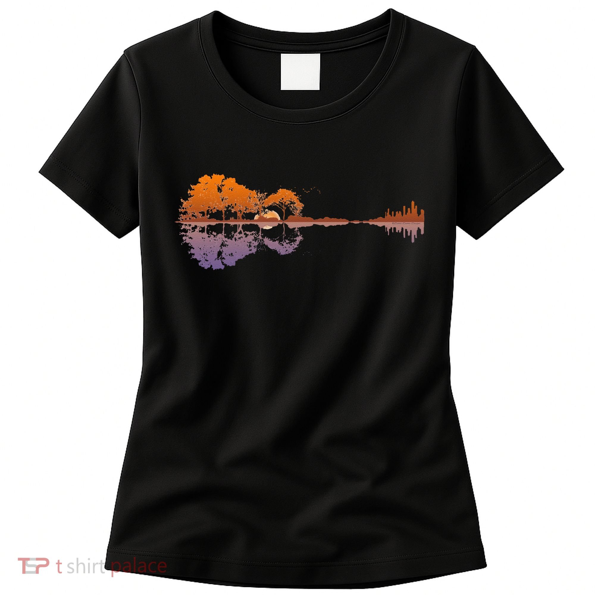 Guitar Lake Reflections Music Lover Women's T-Shirt