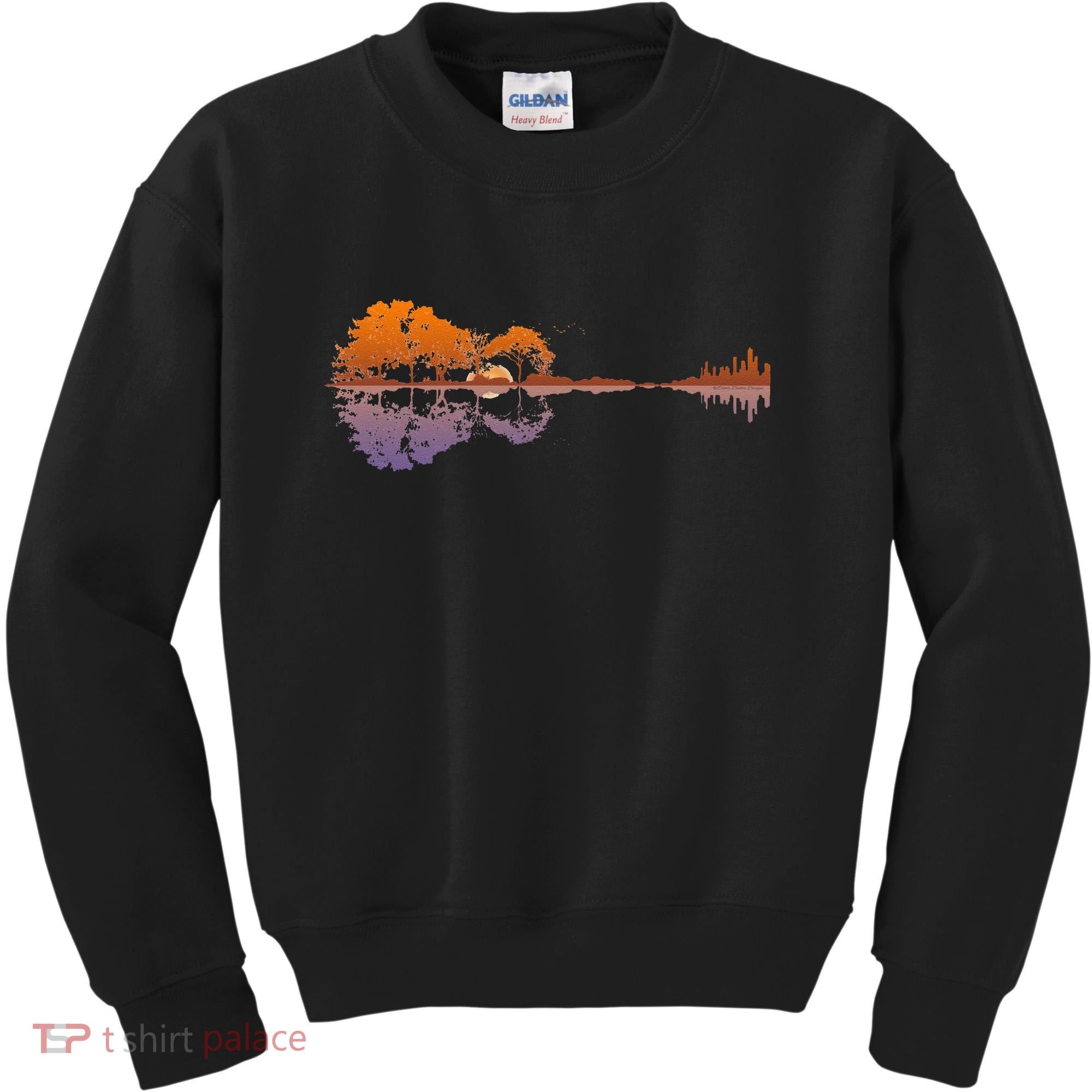 Guitar Lake Reflections Music Lover Kids Sweatshirt