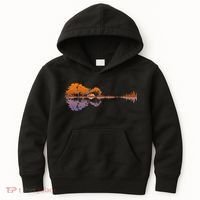 Guitar Lake Reflections Music Lover Kids Hoodie thumb 0