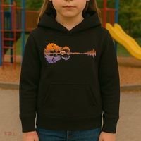 Guitar Lake Reflections Music Lover Kids Hoodie thumb 3