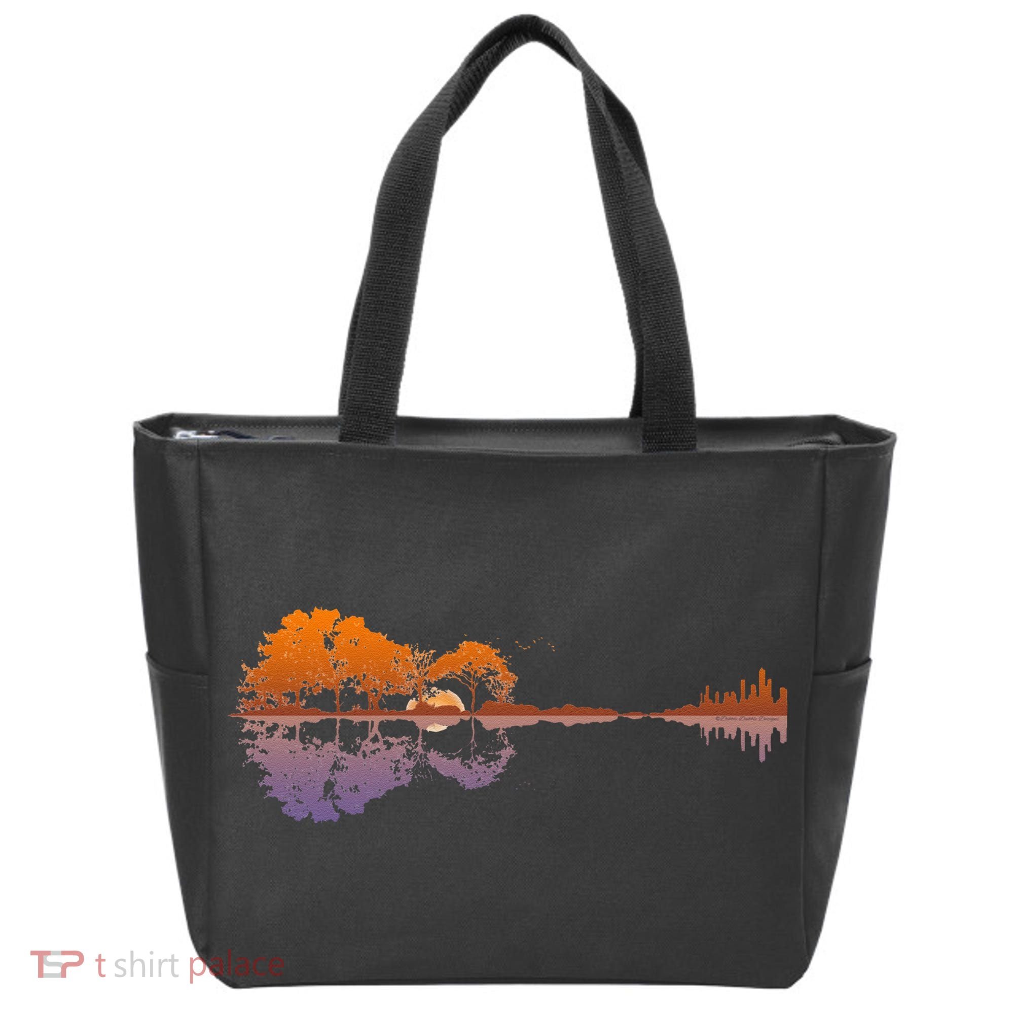 Guitar Lake Reflections Music Lover Tote Bag